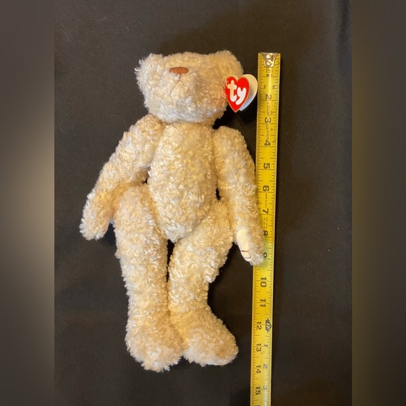 Ty Gem cream stuffed teddy bear in beautiful velvet hooded coat - Picture 10 of 12